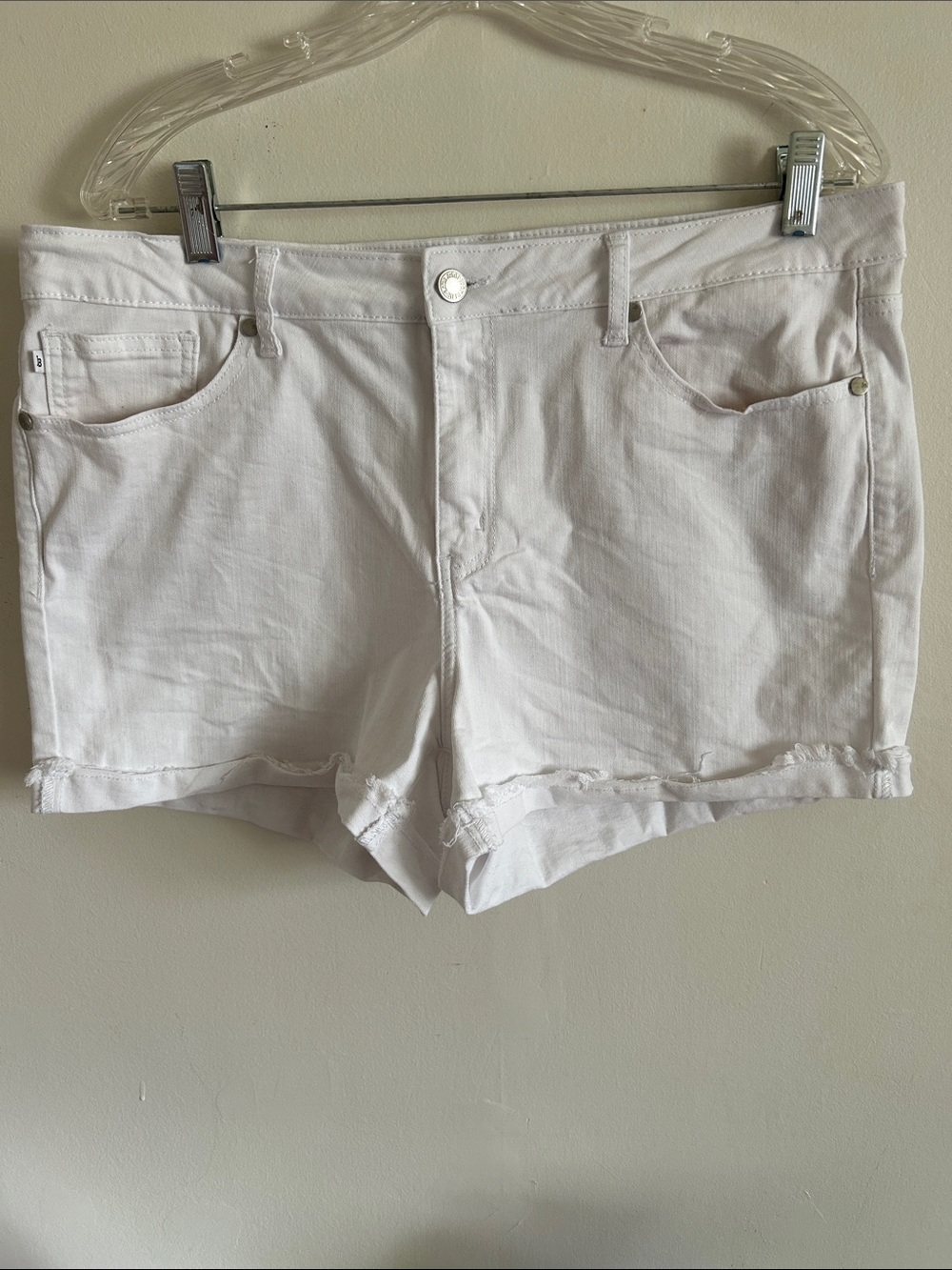 Judy Blue White Frayed Hem Denim Shorts